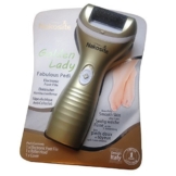 NAKOSITE Golden Lady, beste elektrische Fuß Feile, sagenhafter Hornhaut Entferner, Pediküre harte Haut Schönmacher, Fuß Peeling. Gesundheit und Schönheit Gerät für zu Hause und Salon. Empfohlen von Kosmetikerinnen, Sportler und Sportbegeisterten. Wird mit 2 AA-Batterien betrieben. Farbe ist Gold. Bonus: Fitness eBook. -