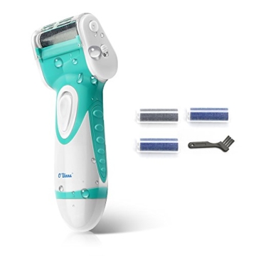 O'vinna Wasserdicht Hornhautentferner elektrischer für die grobe Haut, tote Haut und Schwielen. AA Batterien NICHT enthalten (blaugrün) -