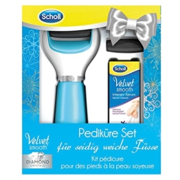 Scholl 3016211 Velvet Smooth Express Pedi elektrischer Hornhautentferner (mit Diamantpartikeln, Geschenkset mit Intensiv Serum) -