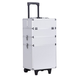 Songmics® Trolley Kosmetikkoffer XXL Größe für Gepäck Hartschale mit 2 rolls Silber JHZ01S -