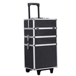 Songmics® Trolley make up Kosmetikkoffer XXL Größe Hartschale für Gepäck 4 in 1 Schwarz JHZ01B -