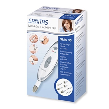 Sanitas SMA 35 elektrisches Maniküre-/ Pediküre-Set, mit 7 Nagelpflege-Aufsätzen, weiß/silber - 2